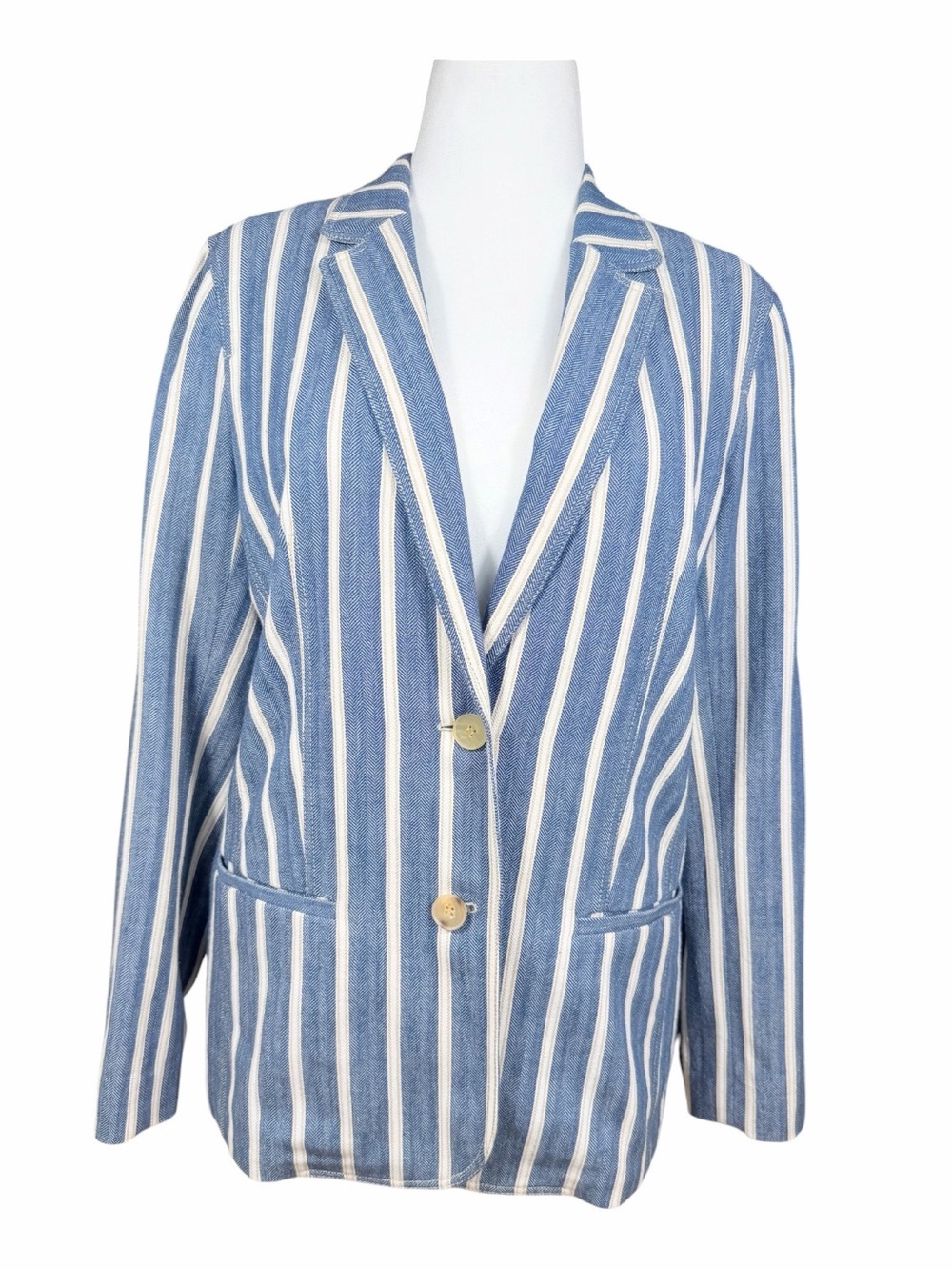 Lafayette 148 Striped Blue & White Blazer Jacket. NWT